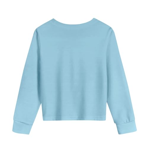 DDAPJ pyju Girls Long Sleeve Shirts Twist Knot Front Crop Tops Crewneck T-Shirts Loose Casual Tee Shirt Kids Fall Clothes4