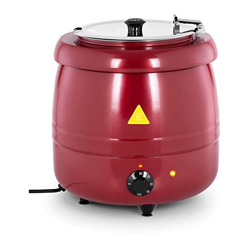 Royal Catering RCST-9404 Suppentopf 10 L Stahl rot beschichtet Edelstahl 400 W Suppentopf elektrisch Suppenkessel