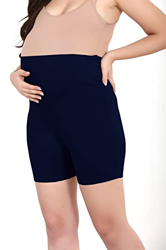 Image of Women's Cotton Maternity Shorts Over The Belly for Pregnant Women for Pre & Post Pregnancy