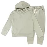 HonestBaby Light Weight Hoodie Sweatsuit Set 100% Organic Cotton for Toddler, Baby Boys, Girls, Khaki (2-Pack), 3T