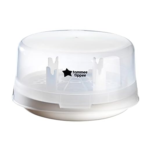 Tommee Tippee Mikrowellen-Dampfsterilisator Micro-Steam für bis zu 4 Babyfläschchen, Chemikalienfrei, Weiß