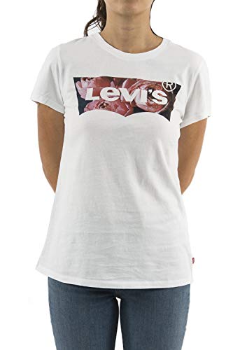 Levi's Damen The Perfect Tee T-Shirt,Housemark Photo Fill - White,S