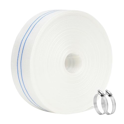 Pool Backwash Hose 2 IN 25 FT Drain Discharge Sump Pump Layflat Hose for Water Transfer Pool Filter Reinforced PVC with 2 Clamps