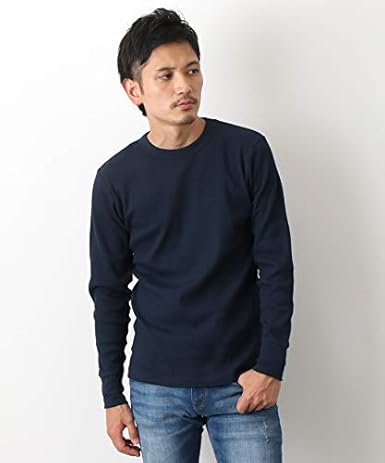 Amazon ヘインズ ロングtシャツ サーマル 防寒 あたたかい 丸首 長袖 無地 ワッフル Beefy サーマルクルーネックロングスリーブ Hm4 Q103 メンズ Tシャツ カットソー 通販