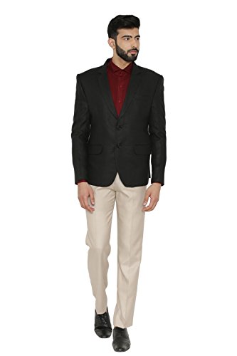 Image of WINTAGE Men's Linen Tailored Fit Solid Evening /Casual Blazer Coat Jacket : Black