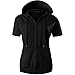 GIVON Womens Slim Fit Zip Up Hoodie Short Sleeve Thin Jacket Full Zip Sweatshirt with Plus Size / DCF256-BLACK-L