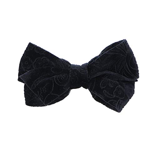 Hair Bow Velvet With Design 4.75 Inch Black