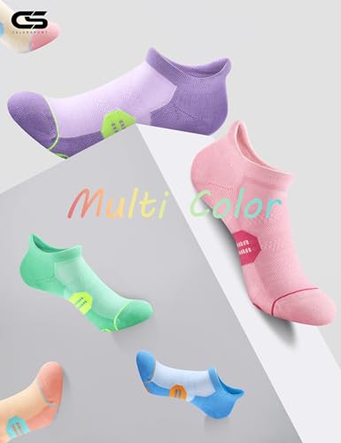 Image of CS CELERSPORT 6 Pack Women's Ankle Running Socks Cushioned Low Cut Tab Athletic Socks