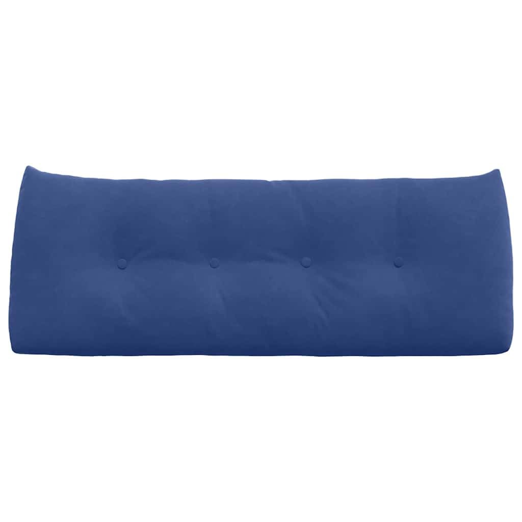 Rückenkissen Polizeiblau 120x24x50 cm Samt - Ergonomisches Keilkissen mit Seitentasche und Knopf-Fixierung - Weiches Lesekissen & Sofakissen für Bett, Couch und Büro im Innenbereich