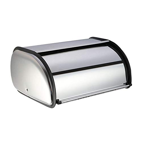 Bread Box for Kitchen Counter, Stainless Steel Roll Top Bread Bin, Sliver Bread