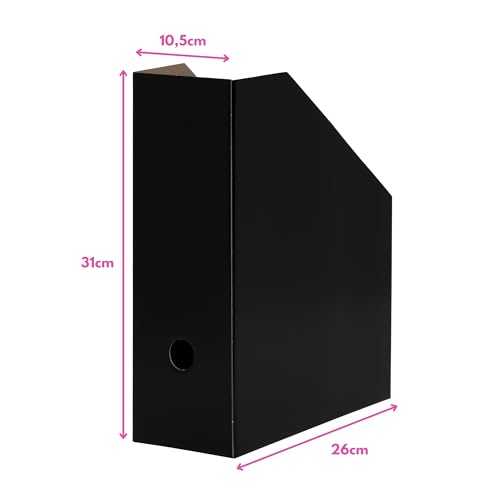 LANDRÉ Stehsammler A4, aus stabilem Karton, 10,5 cm breit, schwarz, 5 Stück
