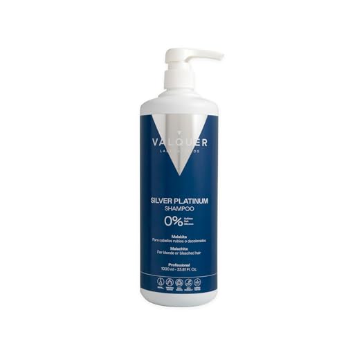 Valquer Shampooing professionnel Zero Silver Platinum Sans sulfates, ni sel, ni silicone. Cheveux blancs, gris et blonds 1000 ml