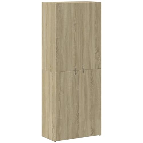 IKAYAA Armario archivador de Madera Armario Metalico Armario Oficina Mueble Metálico para Oficina Muebles Oficina con Llaves, 2 Puertas, 3 Estantes 60 x 32 x 153 cm Roble Sonoma - imagen 2