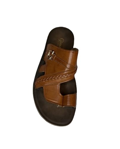 Giovanni Men's Genuine Leather Slip-On Sandals – Handmade Open-Toe Comfort Slides with Cushioned Sole & Braided Strap Design2