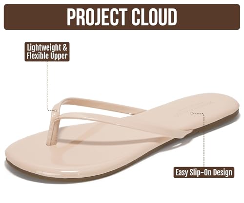 Image of Project Cloud Flip Flops for Women Footwear- Lightweight and Memory Foam Insole Sandals for Women 2026 - Durable Non-Slip Beach Essentials Flats for Women Sandals (Foundations)