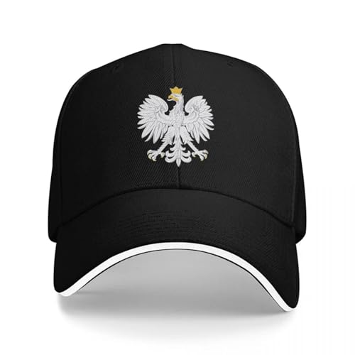Casquette de baseball Pologne broderie aigle blanc noire ajustable
