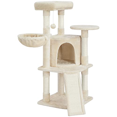 Casa para gatos multi-niveles beige 17x17x42 pulg miniatura 1
