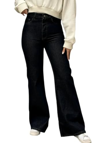 Image of Women's Flare High Waisted Bell Bottom Wide Leg Stretch Classic Denim Pants