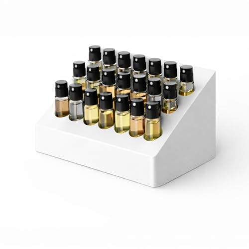Gallery of Drip Perfume Sample Organizer for Vanity 2mL Mini Perfume Vial Storage Fragrance Sample Organizer for Bathroom Counter or Dresser (White 2mL - Mini Perfume Sample Vials)