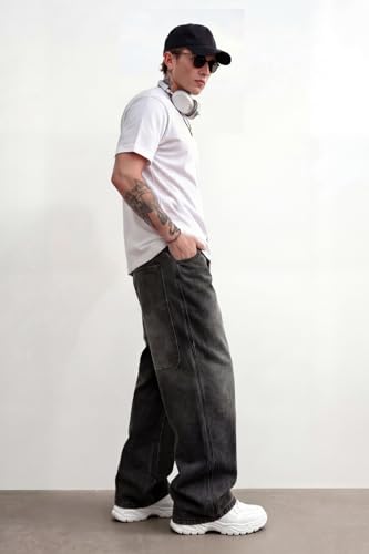Image of GINGTTO Men's Baggy Barrel Jeans Wide Leg Y2K Denim Pants | Loose Fit Streetwear Casual Hip Hop Skater Vintage Style