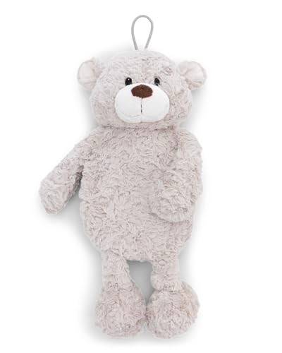 NICI Wärmflasche Bär Finni 300ml 34cm - grau - Kuscheliges Wärmetier ab 10 Monaten – Plüschtier-Wärmflasche, Wärmebeutel für Kinder und Erwachsene | 62330