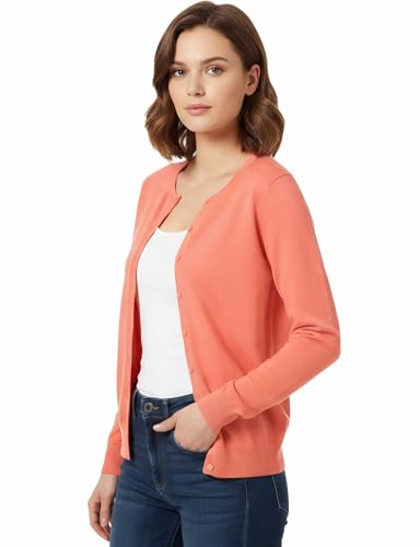 Image of Allsense Women's Long-Sleeve Crewneck Cardigan | Classic Button Down Sweater, Soft Fine Knit, Lightweight