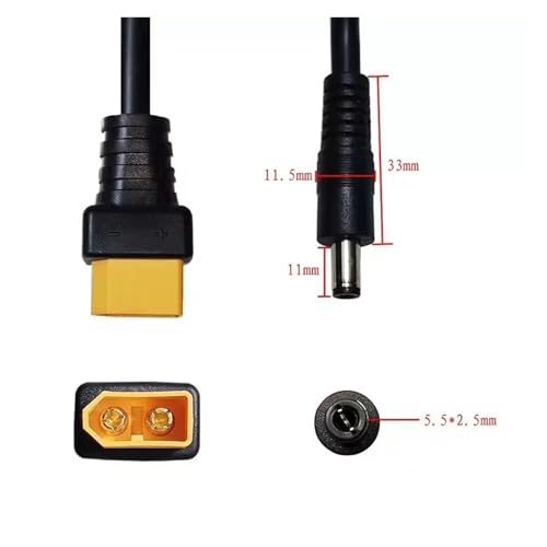Cable conector XT60 a DC 5521 macho y hembra para carga de baterias de radiocontrol 5