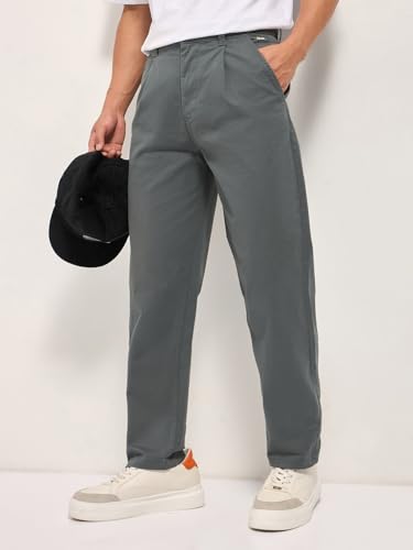 Image of THE BEAR HOUSE Men's Cotton Solid Cropped Carrrot Fit Chinos
