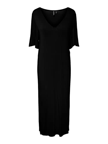 PIECES Pcneora SS Midi Dress Sa BC-Vestido, Negro, M para Mujer