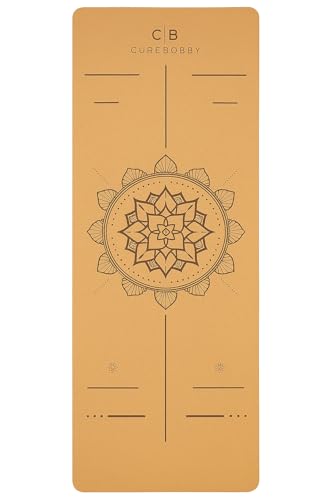 sopomarkt24 Yogamatte aus Kork & TPE – Rutschfeste Trainingsmatte mit Ausrichtungslinien – Nachhaltig, Gelenkschonend & Umweltfreundlich – Inklusive Tragegurt – 183 × 61 × 0,7 cm