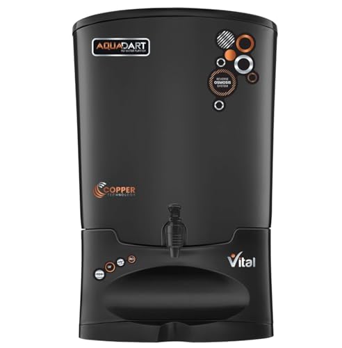Image of AquaDart Copper RO+UV+UF Water Purifier for Home 8 L Storage Tank|12 L /Hr Purification Suitable for all Water Sources Borewell, Tanker,Water | Black