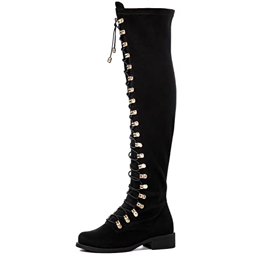 GLOBALWIN Women's Over The Knee Thigh High Tall Boots for Women Long Boots with Side Zipper