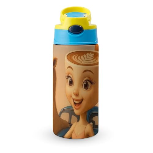イタリアンブレインロット 水筒 子供用 グッズ マグボトル 350ml 直飲み ストロー付き ワンタッチ 魔法瓶 男の子 女の子 ステンレス 保温保冷 おしゃれ アニメ 通園 通学 小学生 プレゼント