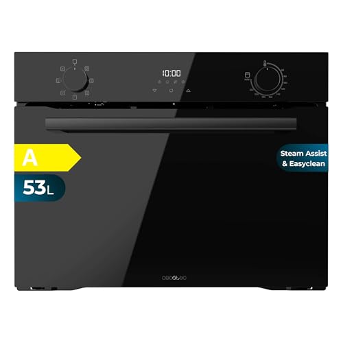 Cecotec Einbau-Multifunktionsofen 53L Bolero Hexa M224500 Glass Black A. 2600W, 7 Funktionen einschließlich Grill, Auftauen, Steam Assist, Niedriger Energieverbrauch, Leichte Reinigung, Touch-Control
