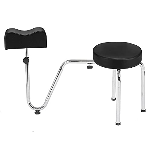 Lorvain Pedicure Chair Stool with Footrest, Adjustable Leg Rest PU Leather Pad Pedicure Foot Rest Stand for Nail Tech Spa Beauty Salon Studio Equipment Supplies(Black)
