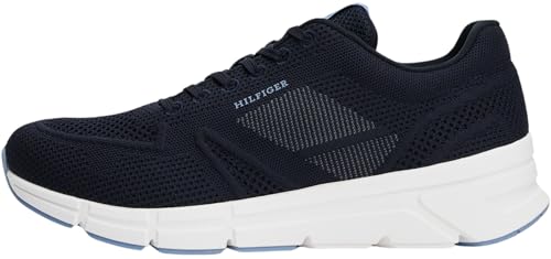 Tommy Hilfiger Herren Runner Sneaker Modern Comfort Knit mit Logo, Blau (Desert Sky), 42