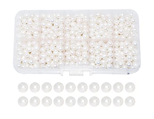 Mudra Crafts Oval White Freshwater Cultured Pearl Beads 8mm â€“ Loose Potato-Shaped Natural Freshwater Pearl Beads for Jewelry Making - Bulk Freshwater Pearls for Jewelry Making 600 PCs