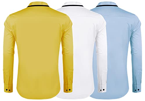 Image of Zombom Combo of Men's Cotton Blend Solid Regular Fit Casual Full Sleeves Shirts (Pack of 3)
