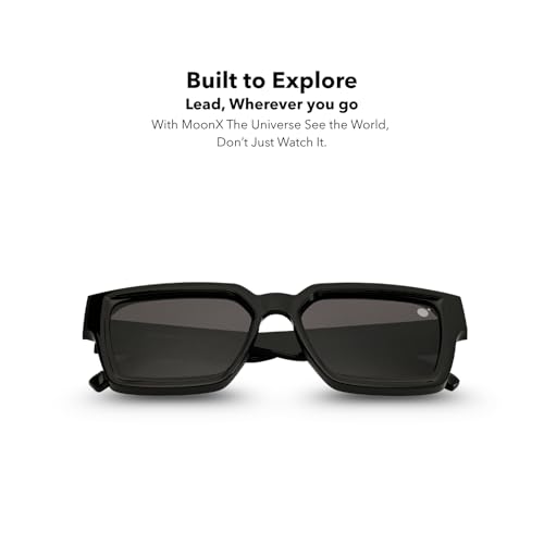 Image of MOONX The Universe Polarised Sunglasses for Men & Women | UV400 Protection | Gloss Black Wayfarer Design with Gold Detail | Travel & Outdoor Eyewear