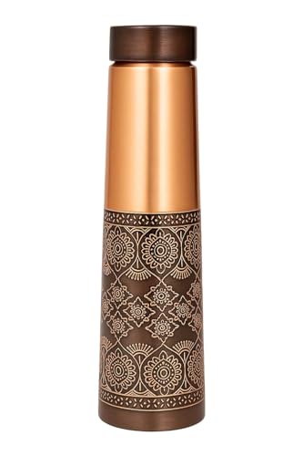 Image of 100% Pure Copper Water Bottle 950ml - Ayurvedic Leak-Proof Copper Bottle for Drinking Water - Handcrafted Mandala Design - BPA-Free & Eco-Friendly - Improves Immunity & Digestion