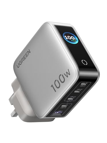 UGREEN Nexode Pro 100W USB Charger Type C with Smart Display 5 Ports GaN Fast Charging Plug iPhone 17 Wall Charge Head Laptop Adapter Compatible with MacBook Air iPad Leveno Samsung S26/S25 Ultra