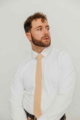 Image of DAZI Men's Skinny Tie, Cotton Wool Linen Necktie, Great for Weddings, Groom, Groomsmen, Missions, Dances, Gifts.