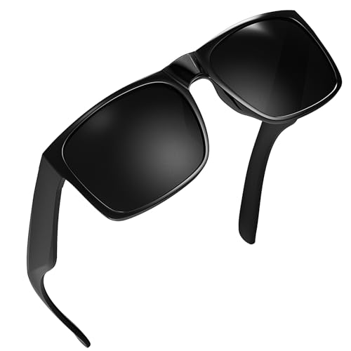 WISTON XL Big Wide Head Mens Dark Black Sunglasses for Men Extra Large Square Sun Glasses 149mm W8004