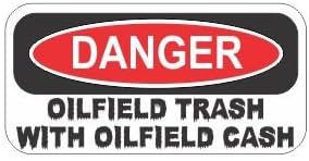 3pcs Danger oilfield trash with oilfield funny hard hat/helmet stickers