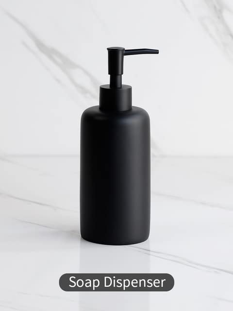 Accessoires De Salle De Bain Noir Premium Avec Distributeur De Savon Porte - Brosse à Dents Savon Dis Plateau à Gobelet Home Decor (Distributeur De Savon