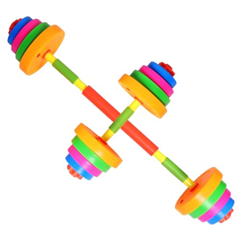 DECOMELODY Juego De Pesas Con Barra Para Niños, Juguete De Entrenamiento Con Pesas Ajustable, Equipo Con Mancuernas, Juego De Simulación Para Niños, Juguete Para Ejercicio Para Levantamiento