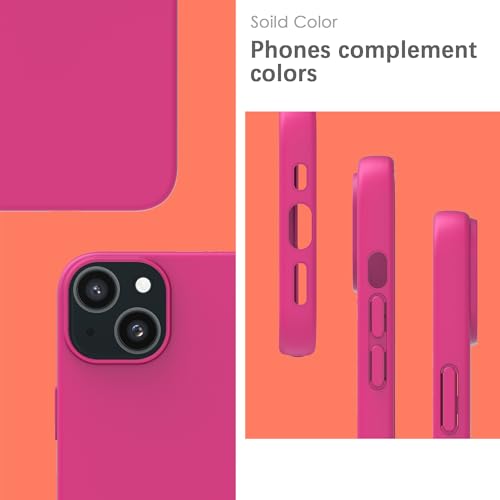Image of YATWIN Silicone Back Case for iPhone 13 Mini, Soft-Touch Phone Back Cover for Apple iPhone 13 Mini - Magenta