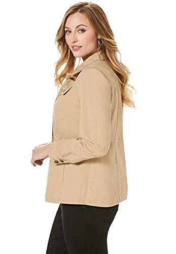 Jessica London Women\'s Plus Size Peplum Denim Jacket Feminine Jean Jacket - 24 W, White
