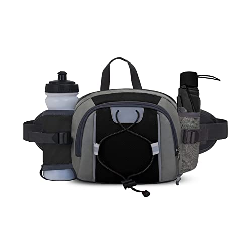 Peicees Hiking Fanny Pack Large Waist Bag for Men Women with Bottle Holder Water Resistant Lumbar Pack for Hiking Camping Fishing Outdoor (Bottle Not Included)