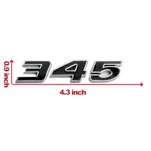 Image of 2PC 345 Emblem Decal Car Engine Letters Decal Plating Badge 3D Metal Style Fit for 300C for Charger Black Silver
